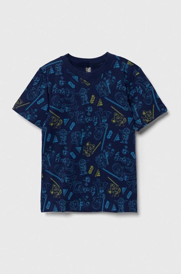 adidas Dječja pamučna majica kratkih rukava adidas x Star Wars boja: tamno plava, s uzorkom
