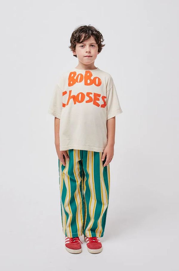 Bobo Choses Dječja pamučna majica kratkih rukava Bobo Choses boja: bež, s tiskom, 224TC001