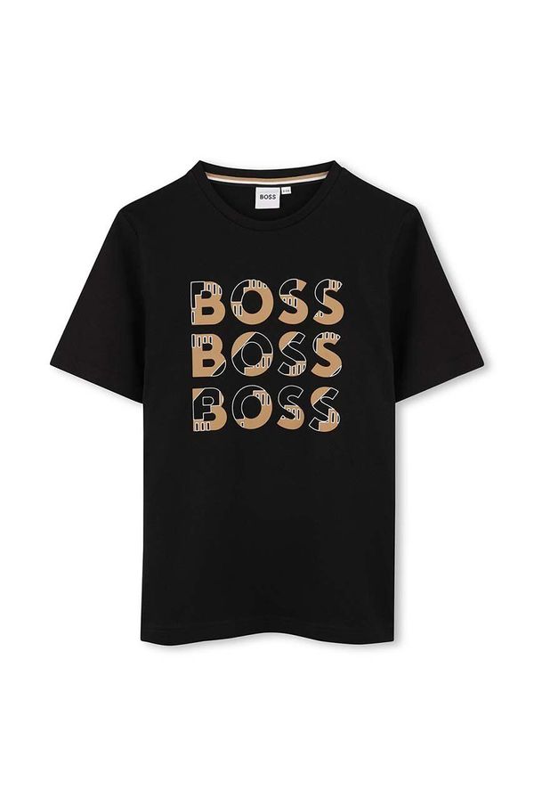 Boss Dječja pamučna majica kratkih rukava BOSS boja: crna, s tiskom, J51200