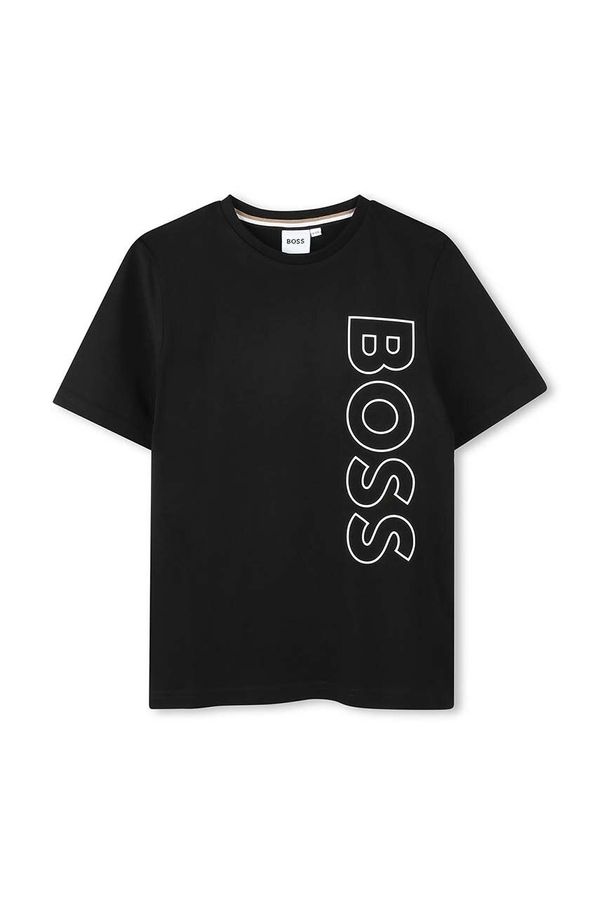 Boss Dječja pamučna majica kratkih rukava BOSS boja: crna, s tiskom, J51206