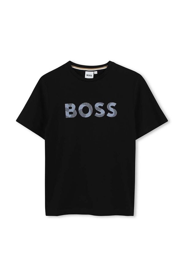 Boss Dječja pamučna majica kratkih rukava BOSS boja: crna, s tiskom, J51210