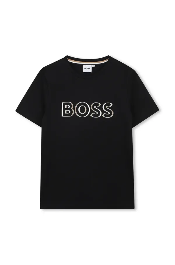 BOSS Dječja pamučna majica kratkih rukava BOSS boja: crna, s tiskom, J52034