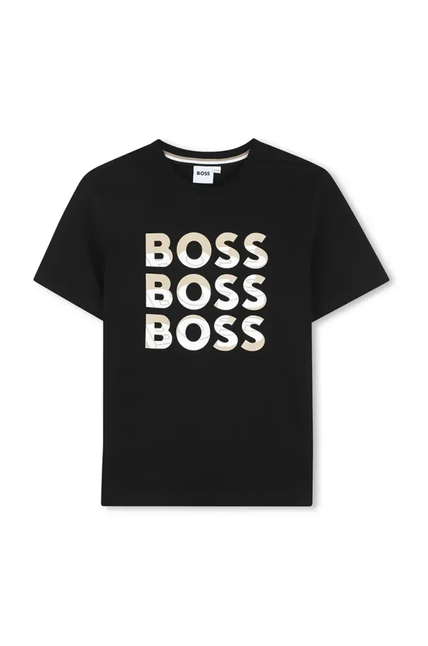 BOSS Dječja pamučna majica kratkih rukava BOSS boja: crna, s tiskom, J52038