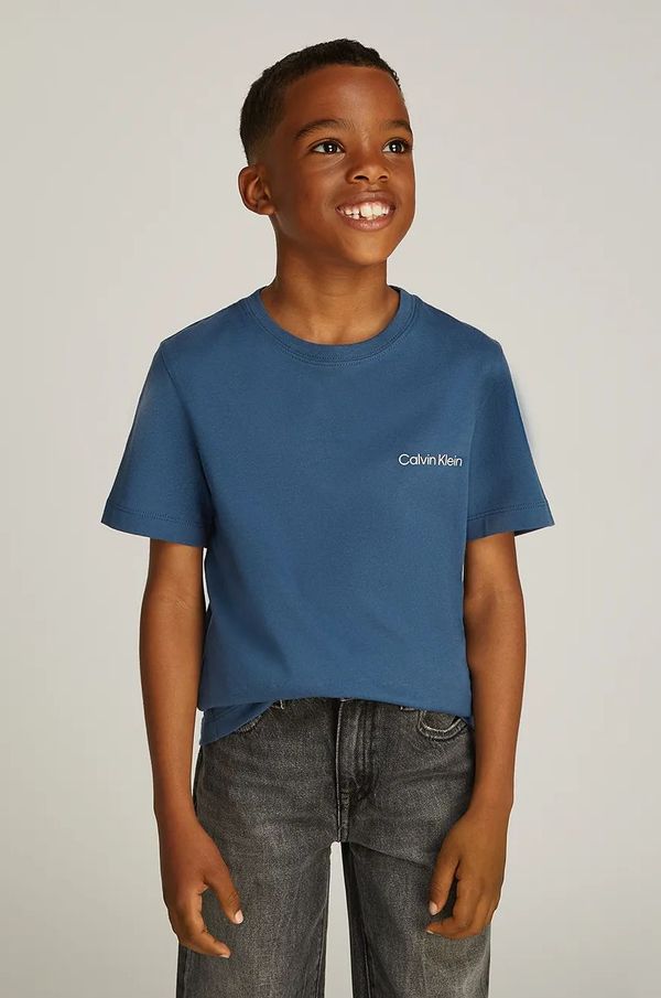Calvin Klein Jeans Dječja pamučna majica kratkih rukava Calvin Klein Jeans 2-pack boja: tamno plava, bez uzorka, IB0IB02363