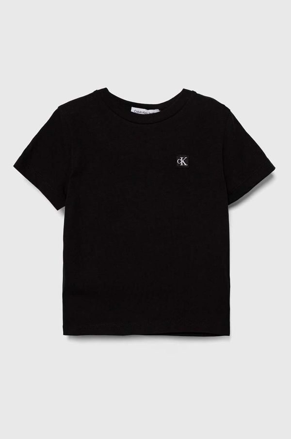 Calvin Klein Jeans Dječja pamučna majica kratkih rukava Calvin Klein Jeans boja: crna, bez uzorka
