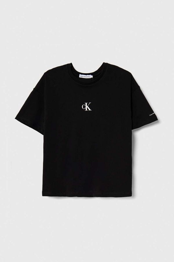 Calvin Klein Jeans Dječja pamučna majica kratkih rukava Calvin Klein Jeans boja: crna