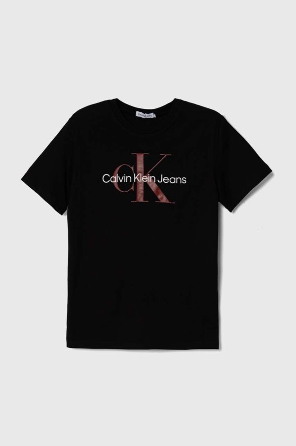 Calvin Klein Jeans Dječja pamučna majica kratkih rukava Calvin Klein Jeans boja: crna, s tiskom