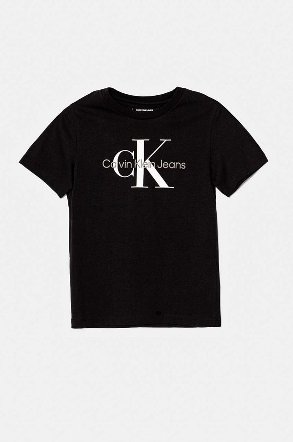 Calvin Klein Jeans Dječja pamučna majica kratkih rukava Calvin Klein Jeans boja: crna, s tiskom, IU0IU00676