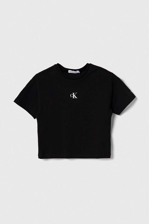 Calvin Klein Jeans Dječja pamučna majica kratkih rukava Calvin Klein Jeans boja: crna
