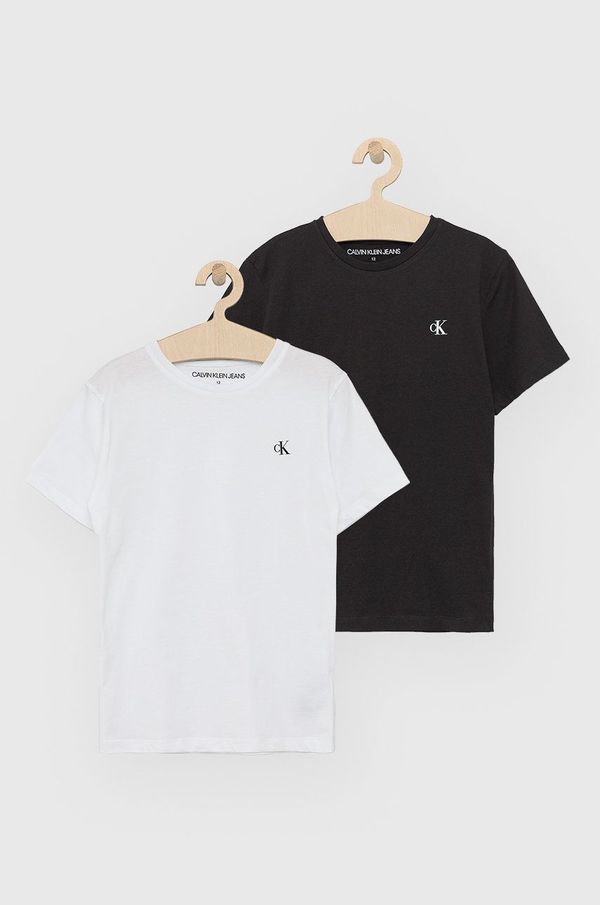 Calvin Klein Jeans Dječja pamučna majica kratkih rukava Calvin Klein Jeans boja: crna
