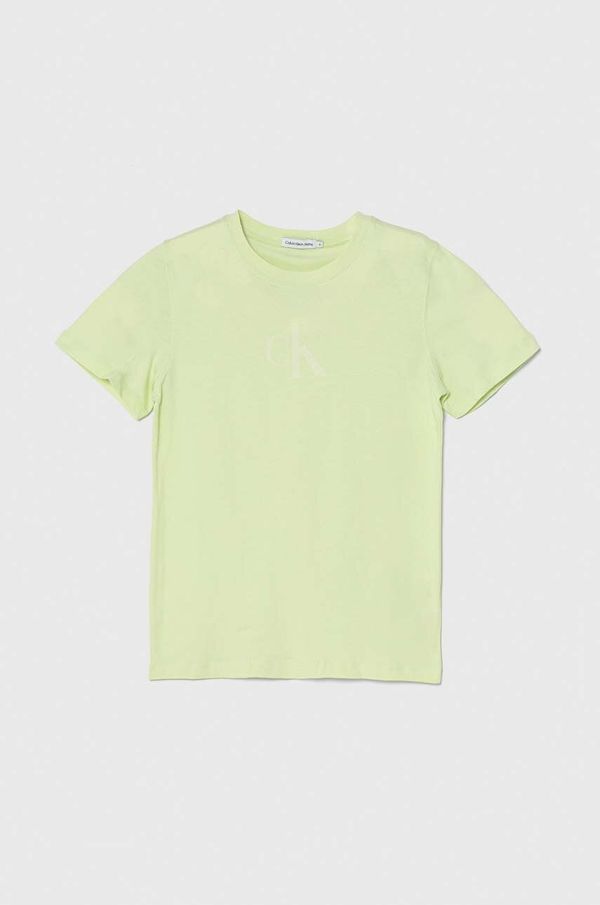 Calvin Klein Jeans Dječja pamučna majica kratkih rukava Calvin Klein Jeans boja: zelena, s tiskom