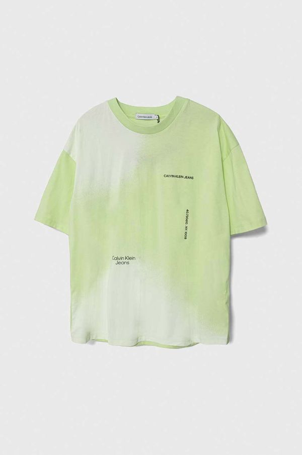 Calvin Klein Jeans Dječja pamučna majica kratkih rukava Calvin Klein Jeans boja: zelena, s uzorkom
