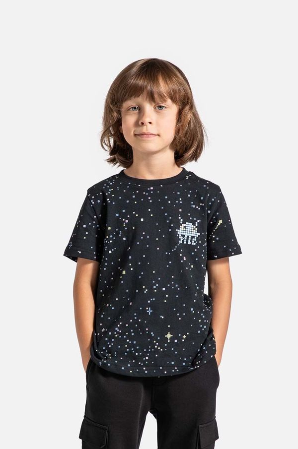 Coccodrillo Dječja pamučna majica kratkih rukava Coccodrillo boja: crna, s uzorkom, WORLD OF PIXEL BOY KIDS