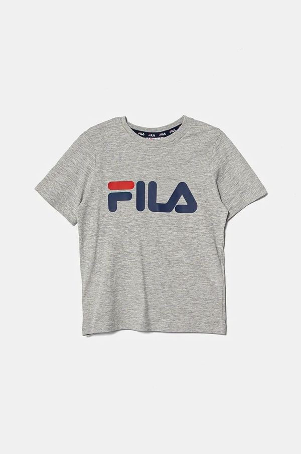 Fila Dječja pamučna majica kratkih rukava Fila boja: siva, s tiskom