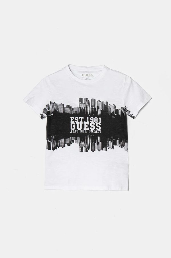 Guess Dječja pamučna majica kratkih rukava Guess boja: bijela, s uzorkom, N5RI05 K6XN4