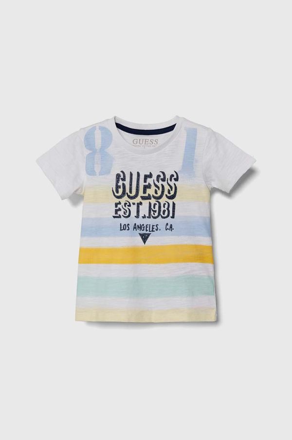 Guess Dječja pamučna majica kratkih rukava Guess boja: bijela, s uzorkom