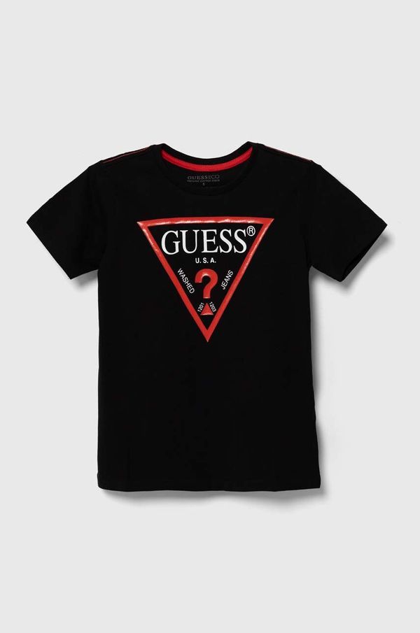 Guess Dječja pamučna majica kratkih rukava Guess boja: crna