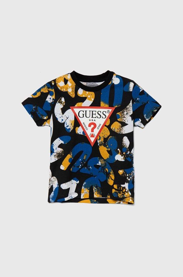 Guess Dječja pamučna majica kratkih rukava Guess boja: crna, s uzorkom, N4YI06 K8HM3