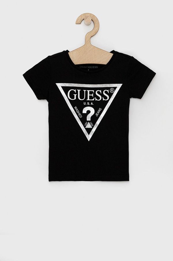 Guess Dječja pamučna majica kratkih rukava Guess boja: crna