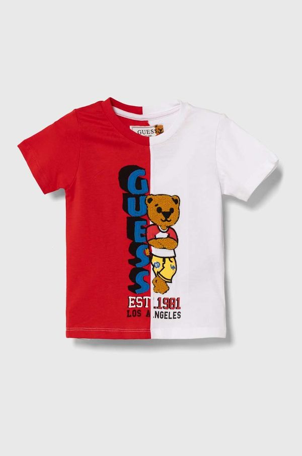 Guess Dječja pamučna majica kratkih rukava Guess boja: crvena, s uzorkom, N4YI05 K8HM4
