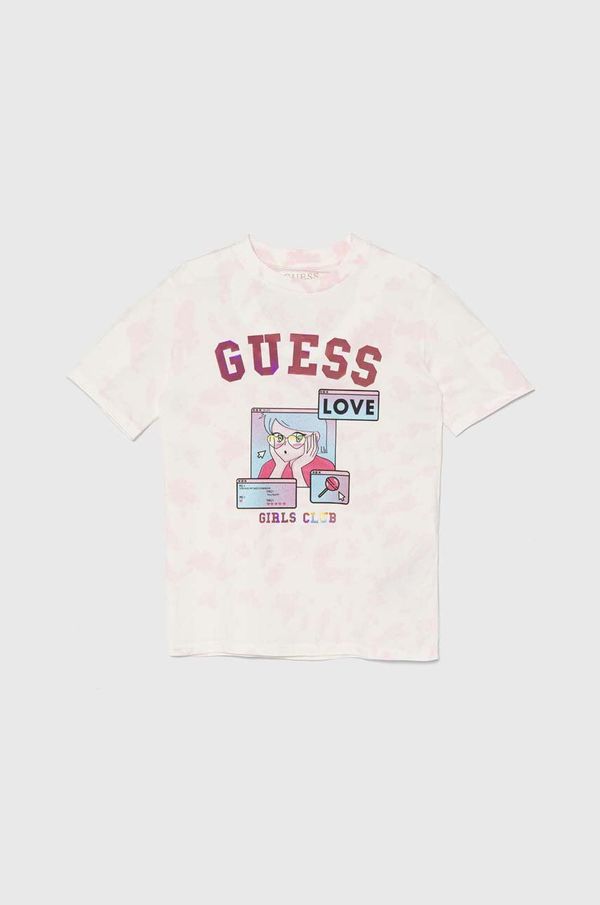 Guess Dječja pamučna majica kratkih rukava Guess boja: ružičasta, J4YI14 K8HM4