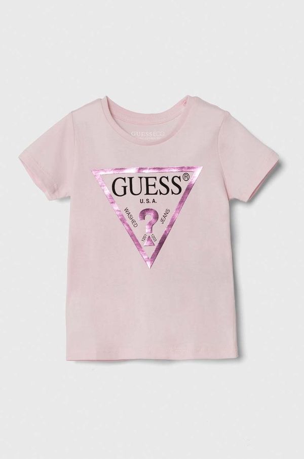 Guess Dječja pamučna majica kratkih rukava Guess boja: ružičasta, K73I56 K8HM0