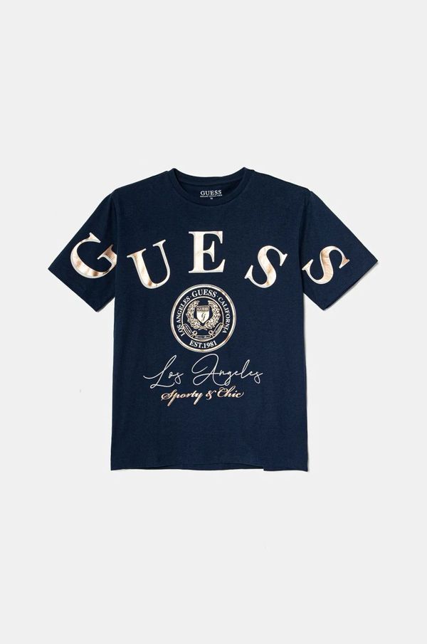Guess Dječja pamučna majica kratkih rukava Guess boja: tamno plava, J5RI28 K8HM4