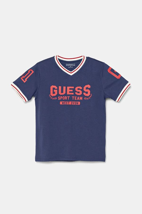Guess Dječja pamučna majica kratkih rukava Guess boja: tamno plava, s tiskom, L4BI22 I3Z14