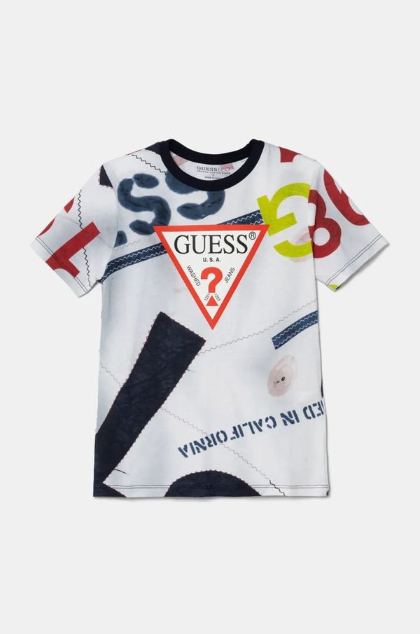 Guess Dječja pamučna majica kratkih rukava Guess boja: tamno plava, s uzorkom, L5RI05 K8HM4