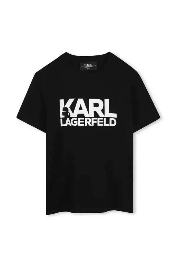 Karl Lagerfeld Dječja pamučna majica kratkih rukava Karl Lagerfeld boja: crna, s tiskom, Z30435
