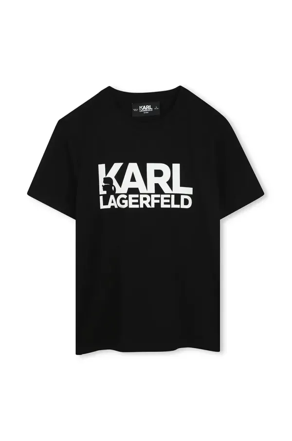 Karl Lagerfeld Dječja pamučna majica kratkih rukava Karl Lagerfeld boja: crna, s tiskom, Z30435
