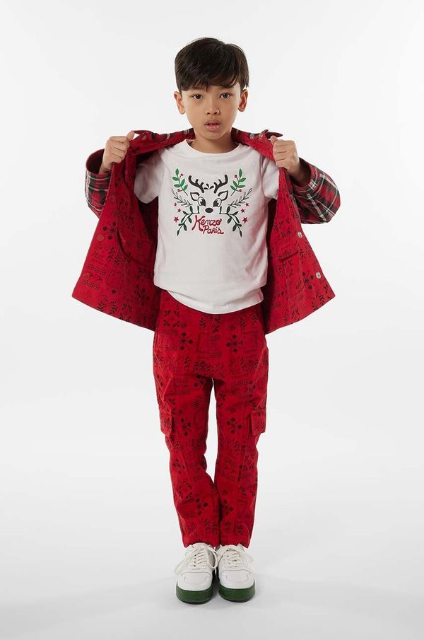 Kenzo kids Dječja pamučna majica kratkih rukava Kenzo Kids boja: bež, s tiskom