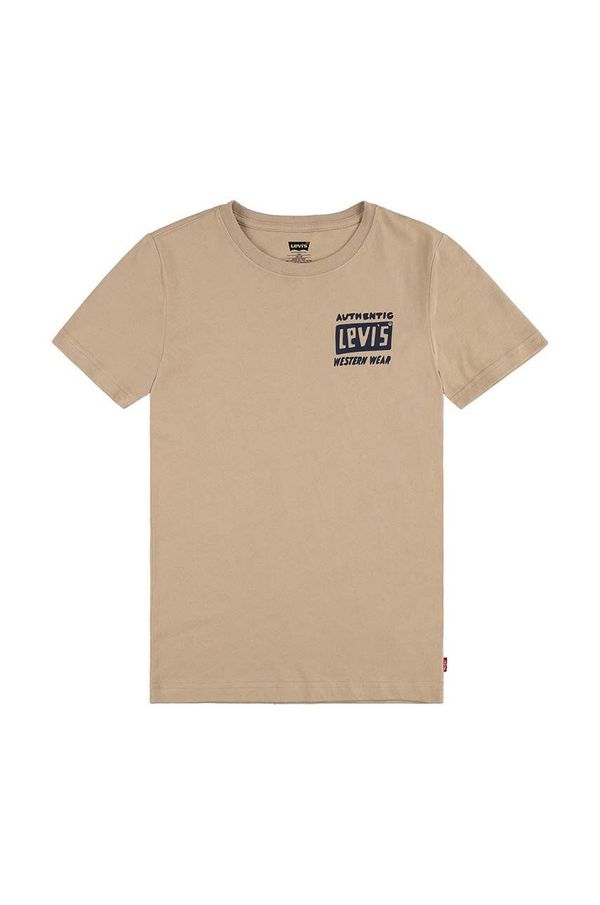 Levi's Dječja pamučna majica kratkih rukava Levi's CACTUS OUT WEST TEE boja: bež, s tiskom, 8EL458