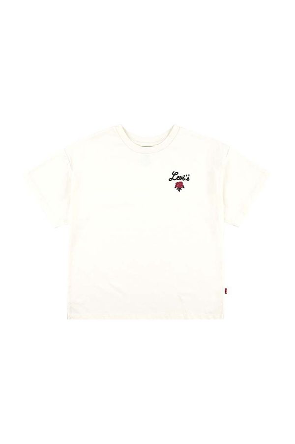 Levi's Dječja pamučna majica kratkih rukava Levi's OVERSIZED LEVIS ROSE TEE boja: bež, 3EL489
