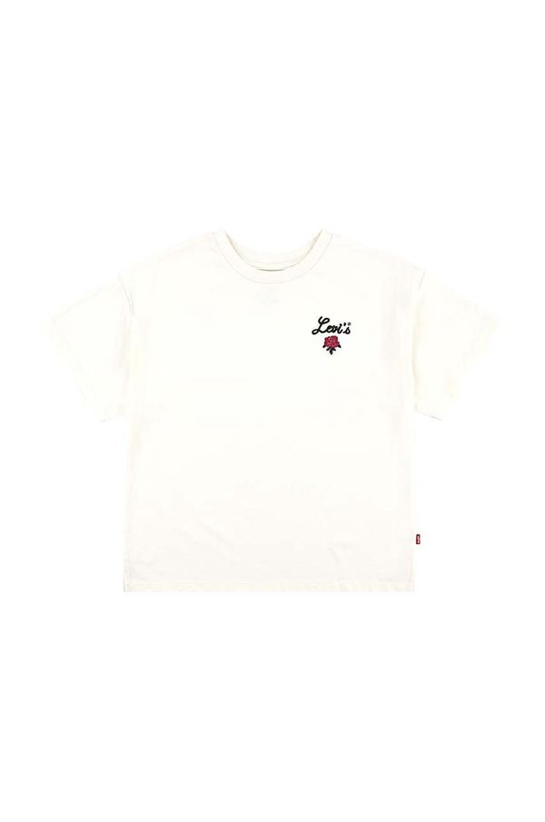 Levi's Dječja pamučna majica kratkih rukava Levi's OVERSIZED LEVIS ROSE TEE boja: bež, 4EL489