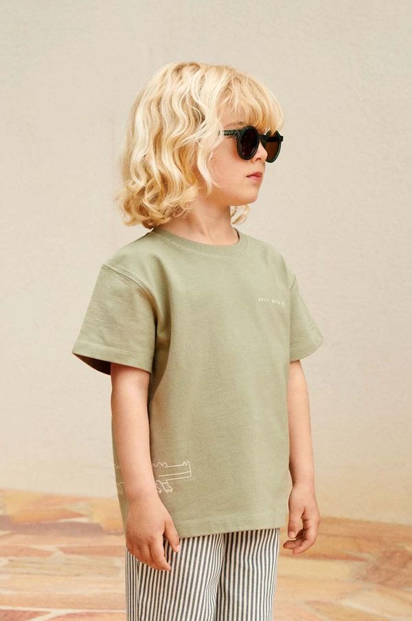 Liewood Dječja pamučna majica kratkih rukava Liewood Sixten Placement Shortsleeve T-shirt boja: zelena, bez uzorka