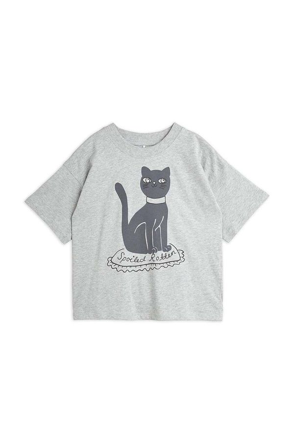 Mini Rodini Dječja pamučna majica kratkih rukava Mini Rodini Cat boja: siva, s tiskom, 2472012294