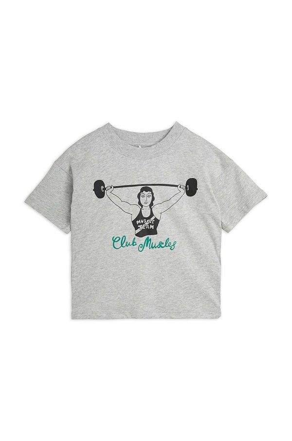Mini Rodini Dječja pamučna majica kratkih rukava Mini Rodini Club muscles boja: siva, s tiskom