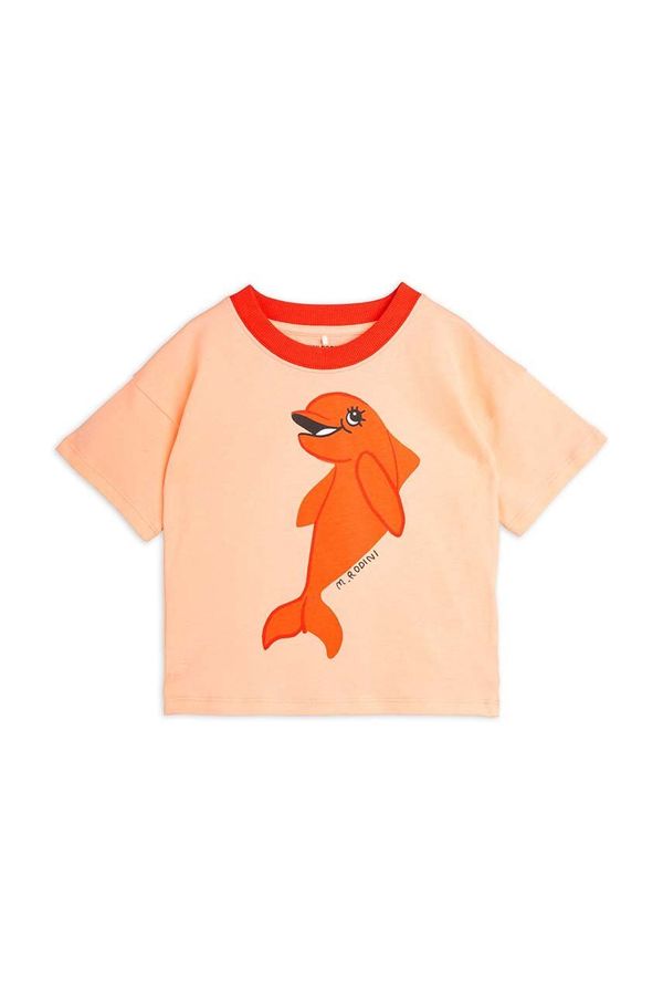 Mini Rodini Dječja pamučna majica kratkih rukava Mini Rodini Dolphin boja: narančasta, s tiskom
