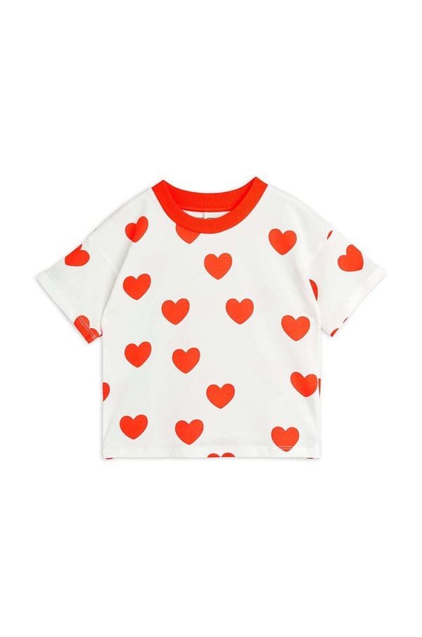 Mini Rodini Dječja pamučna majica kratkih rukava Mini Rodini Hearts boja: bež