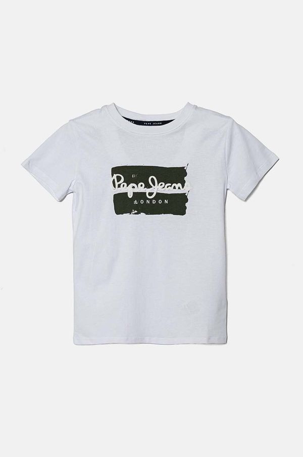 Pepe Jeans Dječja pamučna majica kratkih rukava Pepe Jeans BAIRON boja: bijela, s tiskom, PB503905