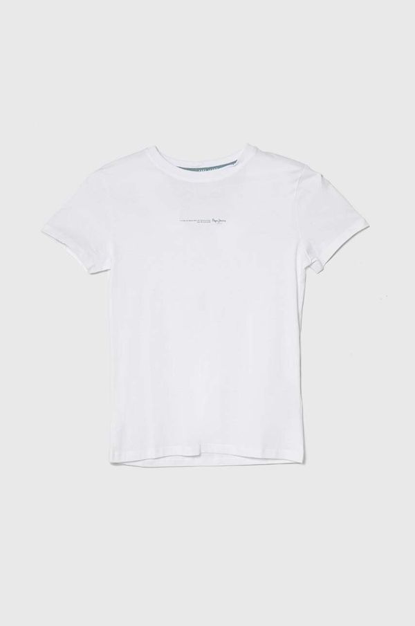 Pepe Jeans Dječja pamučna majica kratkih rukava Pepe Jeans DAVIDE TEE boja: bijela, bez uzorka