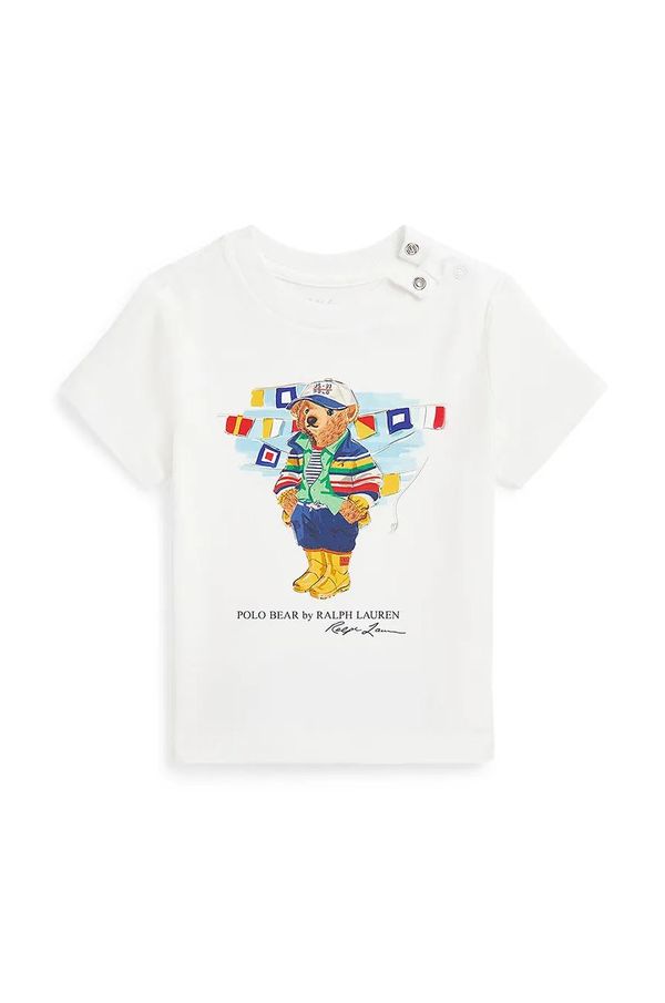 Polo Ralph Lauren Dječja pamučna majica kratkih rukava Polo Ralph Lauren boja: bijela, s tiskom, 320958332001