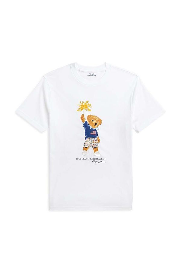 Polo Ralph Lauren Dječja pamučna majica kratkih rukava Polo Ralph Lauren boja: bijela, s tiskom, 323853828034