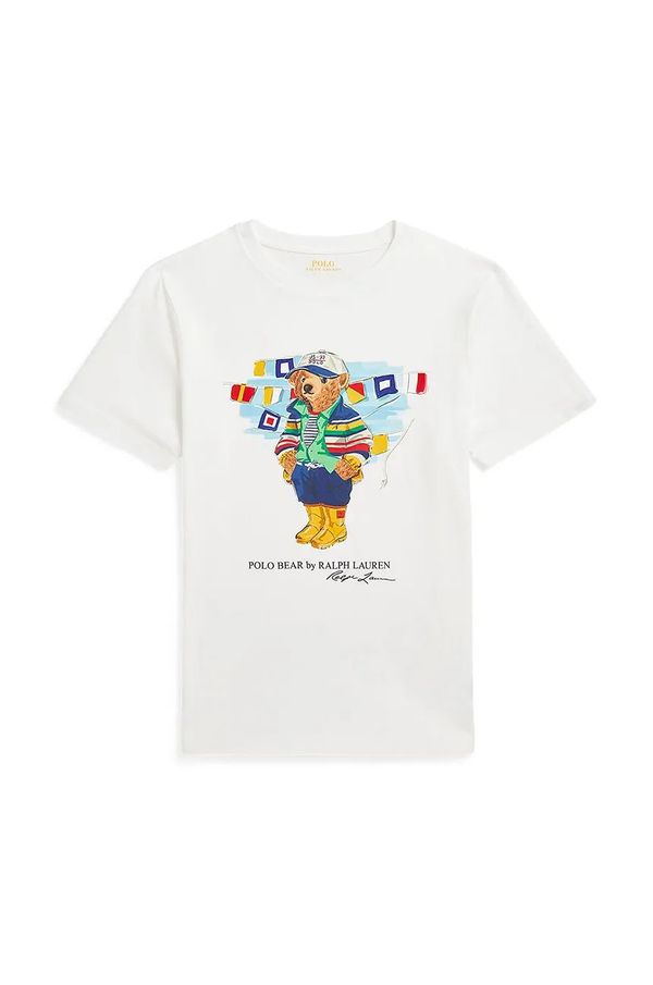 Polo Ralph Lauren Dječja pamučna majica kratkih rukava Polo Ralph Lauren boja: bijela, s tiskom, 323958332001