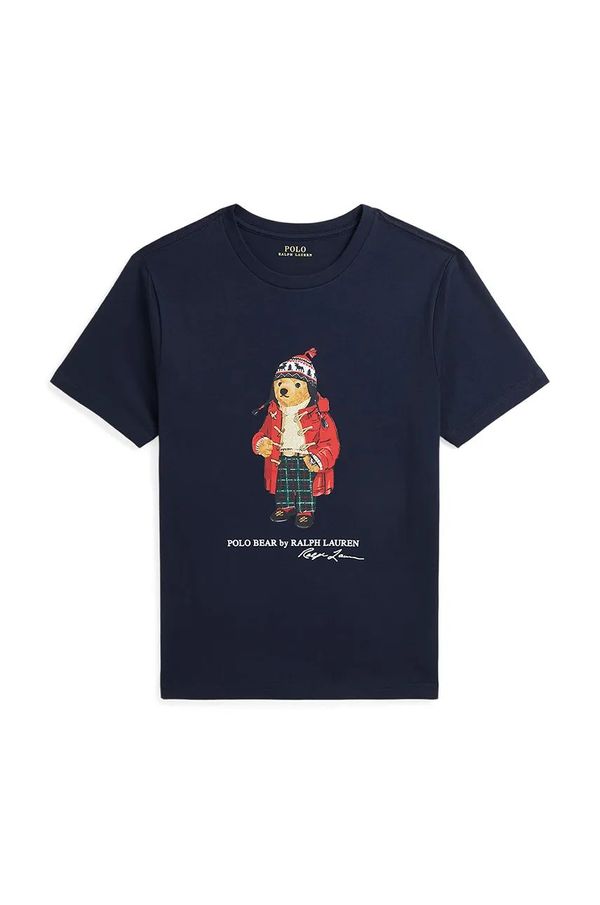 Polo Ralph Lauren Dječja pamučna majica kratkih rukava Polo Ralph Lauren boja: tamno plava, s tiskom, 323853828038