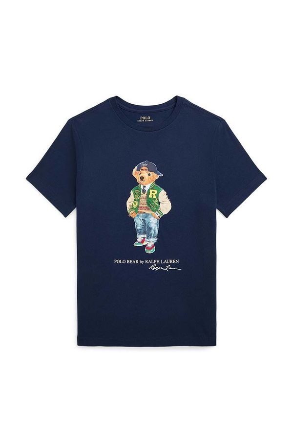 Polo Ralph Lauren Dječja pamučna majica kratkih rukava Polo Ralph Lauren boja: tamno plava, s tiskom, 323853828039