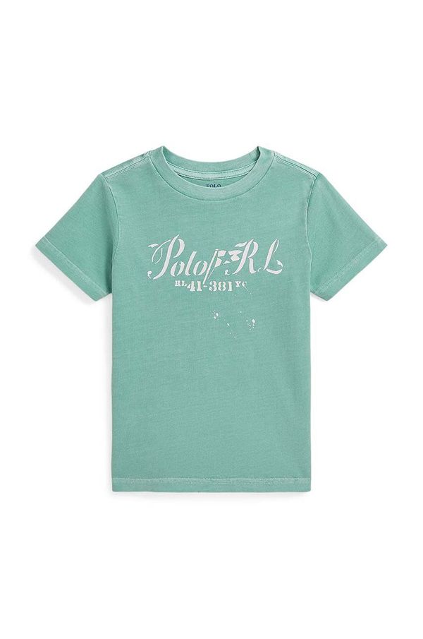 Polo Ralph Lauren Dječja pamučna majica kratkih rukava Polo Ralph Lauren boja: zelena, s tiskom, 322941991001