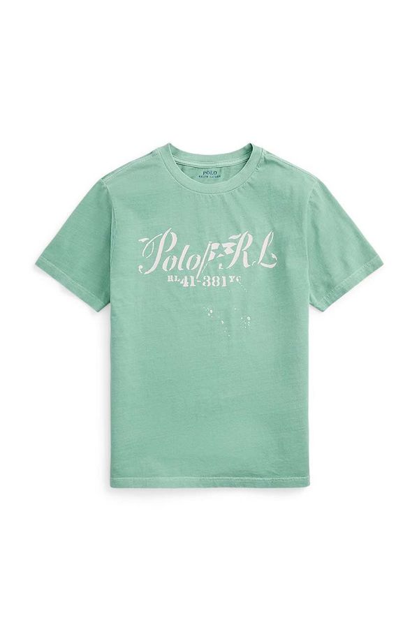 Polo Ralph Lauren Dječja pamučna majica kratkih rukava Polo Ralph Lauren boja: zelena, s tiskom, 323941991001