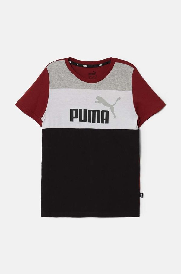 Puma Dječja pamučna majica kratkih rukava Puma ESS BLOCK B boja: crna, s uzorkom